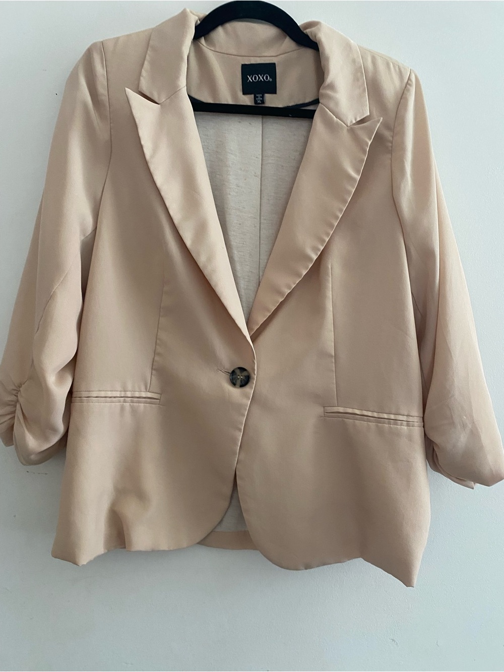 XOXO Light Beige Single-Button Tailored Blazer